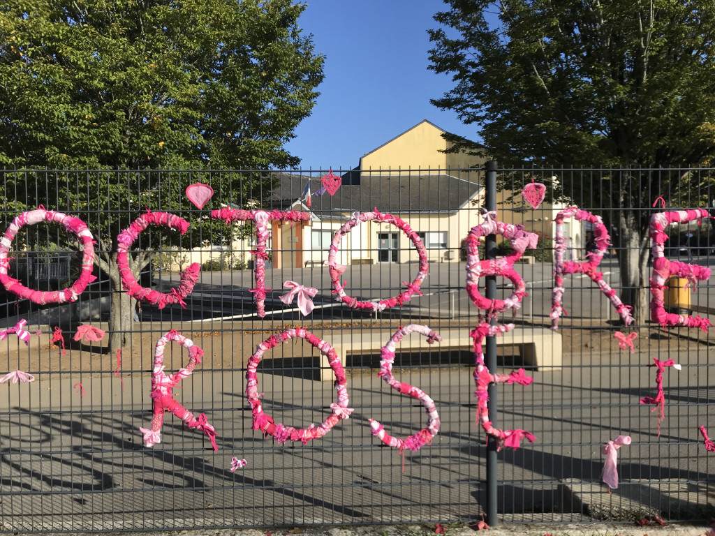 Octobre rose : du yarn bombing au collège